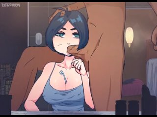 porn blowjob hentai video with busty chick - time stopped brush by [derpixon]